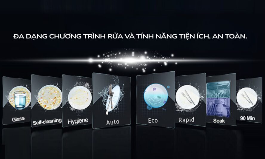 Đa dạng chương trình rửa và tính năng tiện ích, an toàn