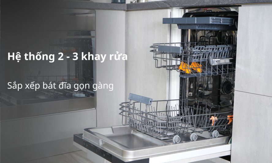 Hệ thống khay đựng tối ưu, sắp xếp đồ dùng gọn gàng