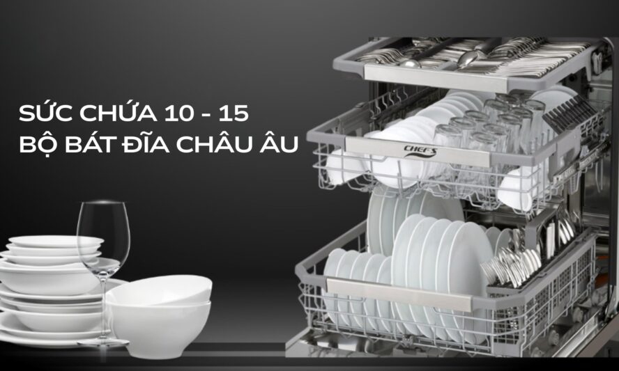 Máy rửa bát Chefs có sức chứa ( dung tích ) hợp lý, đáp ứng tốt nhu cầu của người dùng